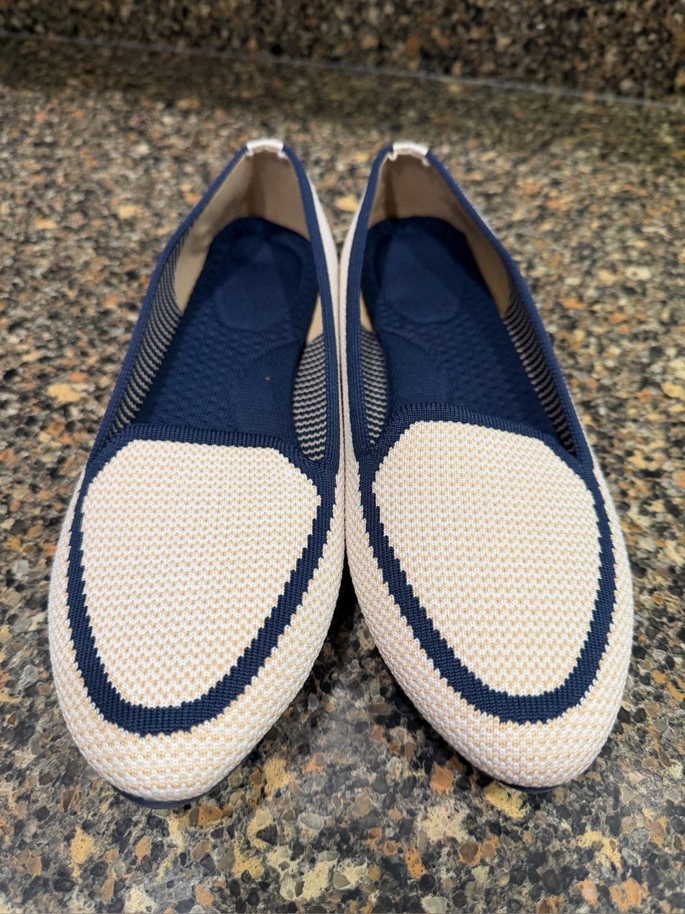 Kelly & katie Women’s Knit Slip-On Loafers in Navy and Cream 8.5